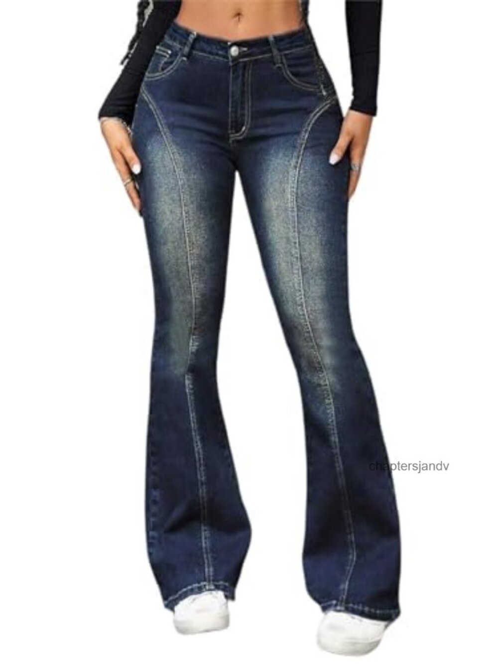 Women's High Waisted Bell Bottom Flare Jeans Stretchy Denim Wide Leg